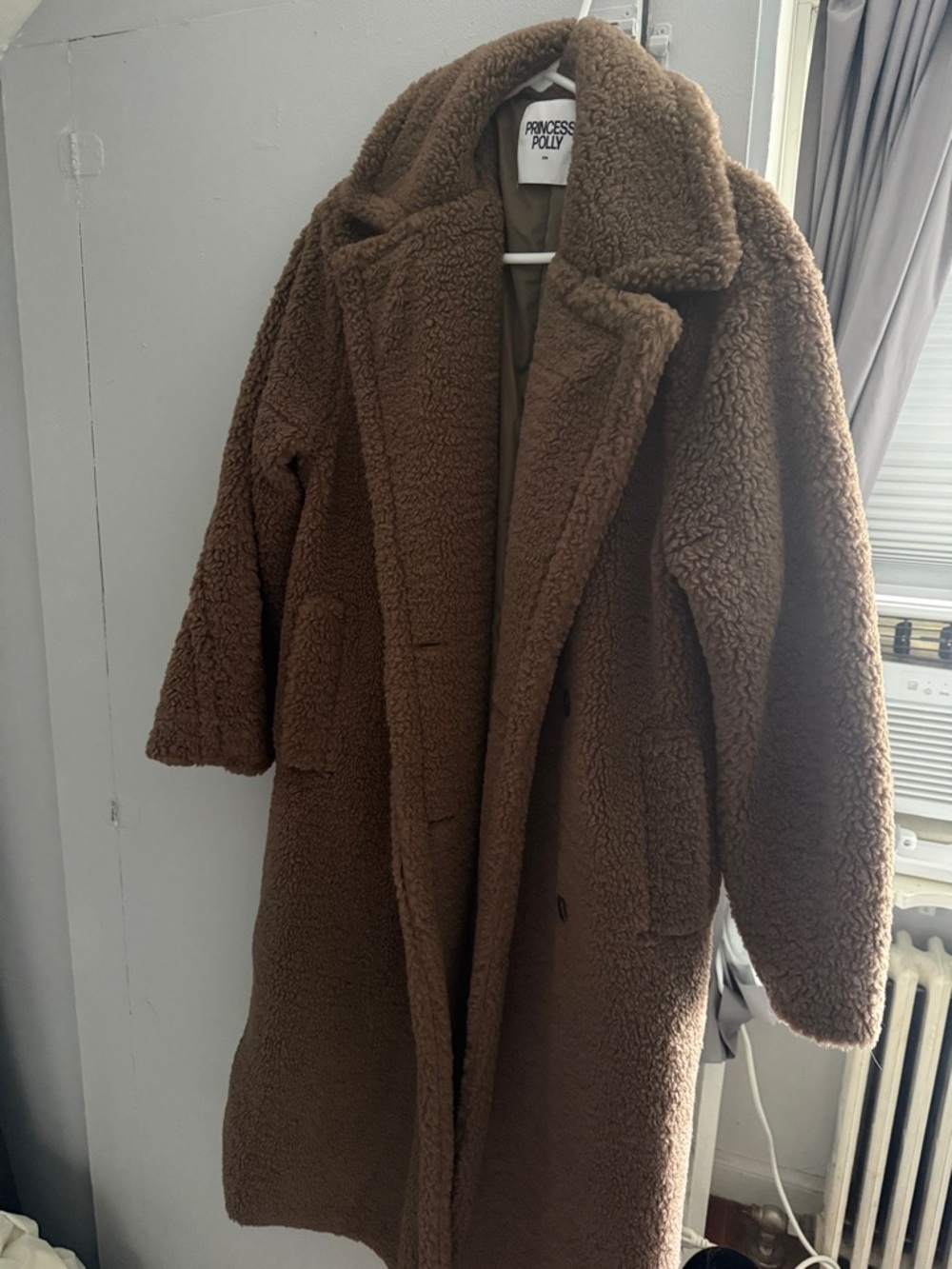 Princess Polly Chocolate Brown Teddy Coat
